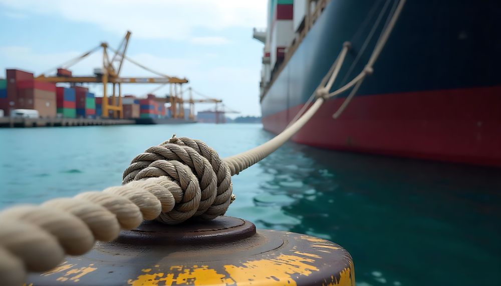 Illustration of a moored ship